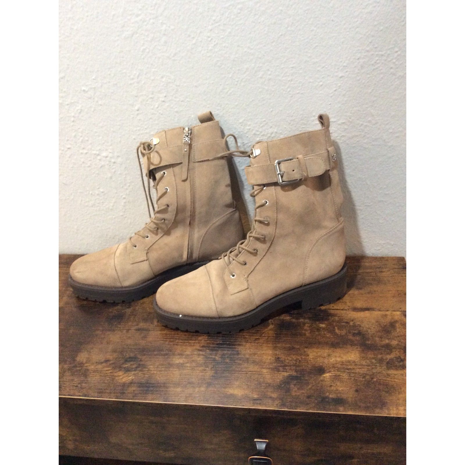 Sam Edelman Women Junip Brown Suede Festival Combat Platform Boots Size 11